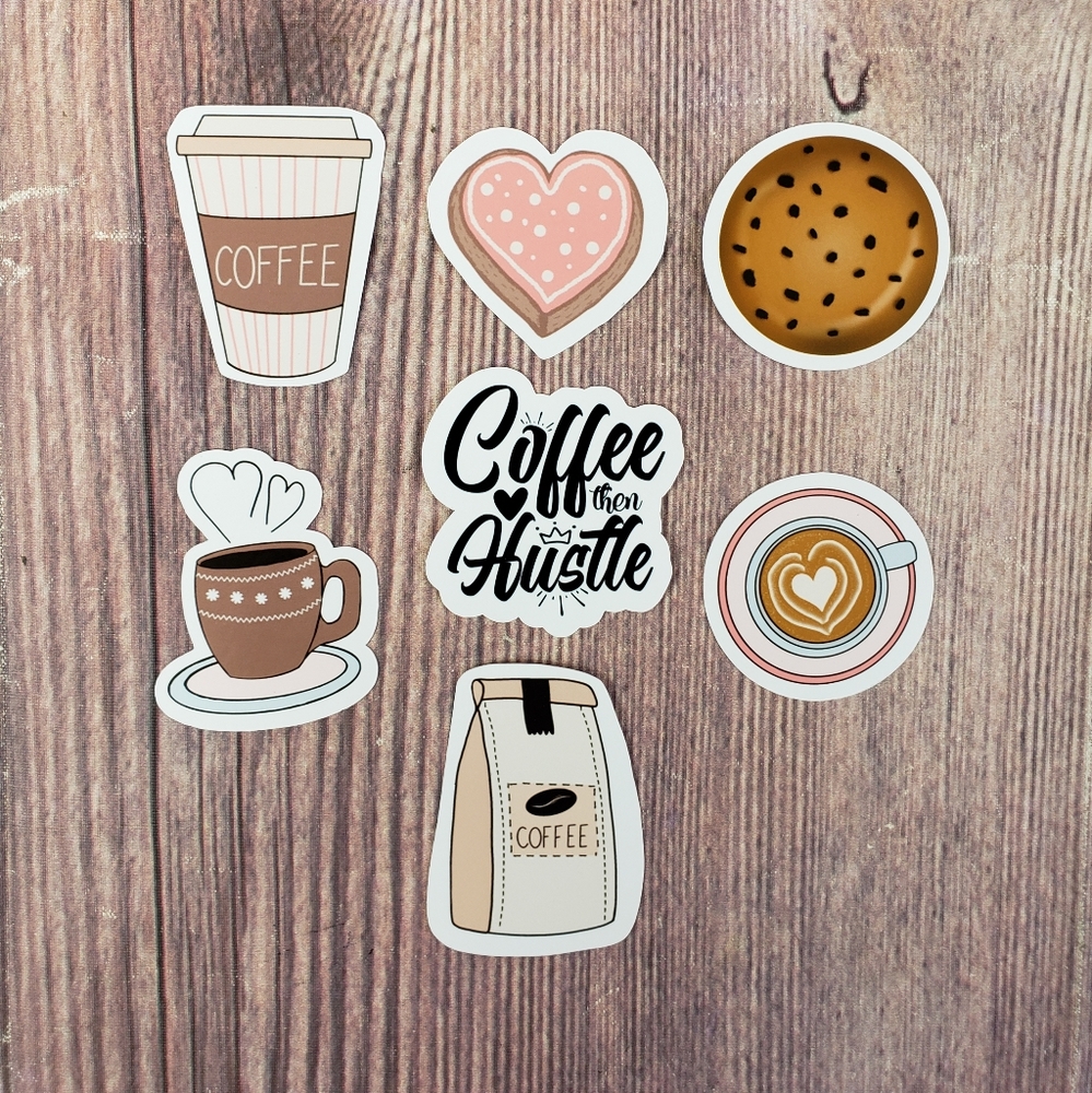 Lot of 7 Girl Boss Planner Stickers - Coffee‎ Lover and Hustle Die Cut Stickers